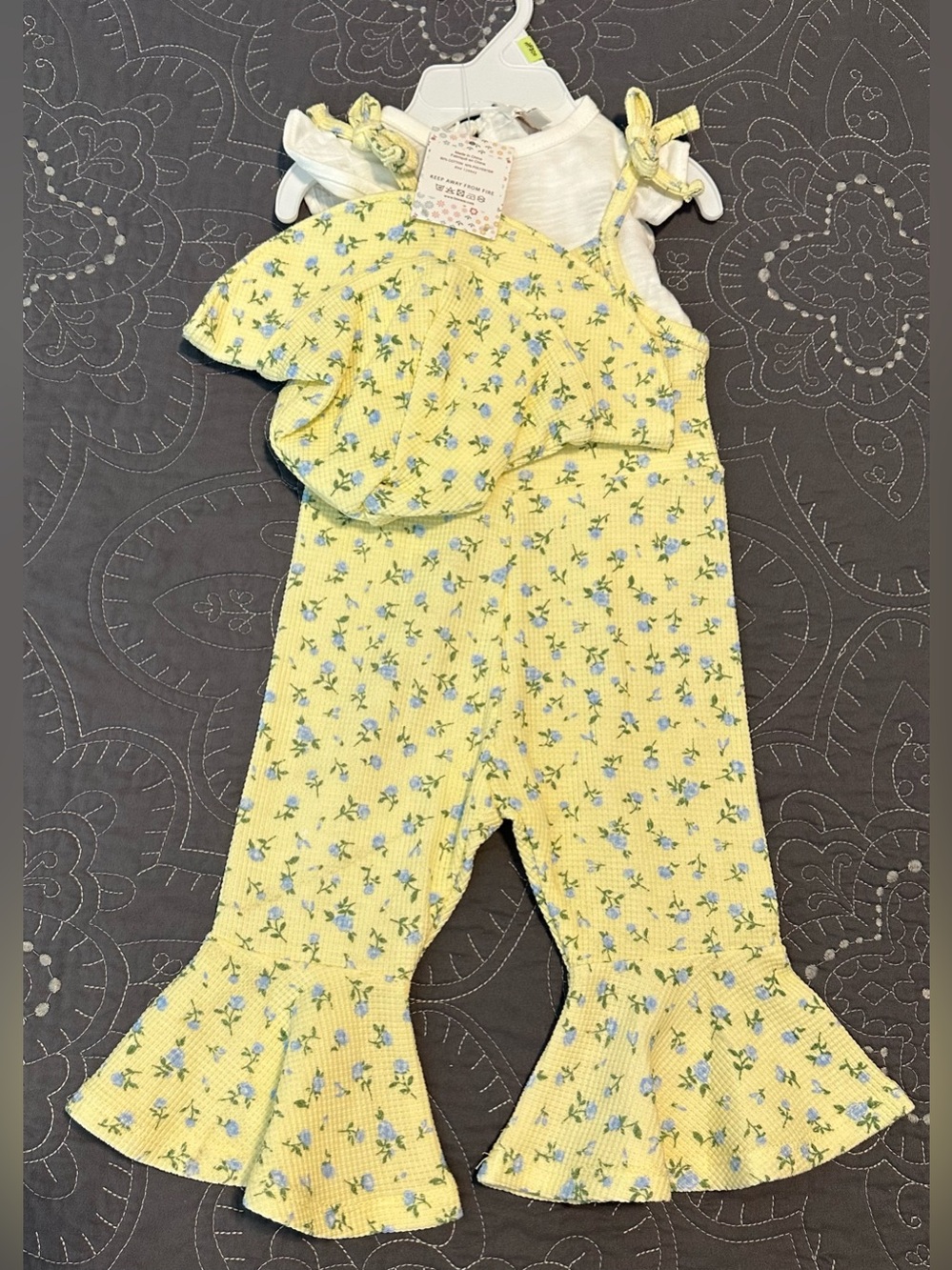 Between Baby Girls 3 Piece Yellow Romper Set NWT